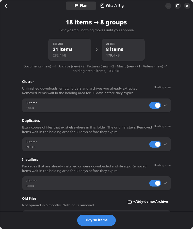 The plan in the GTK frontend